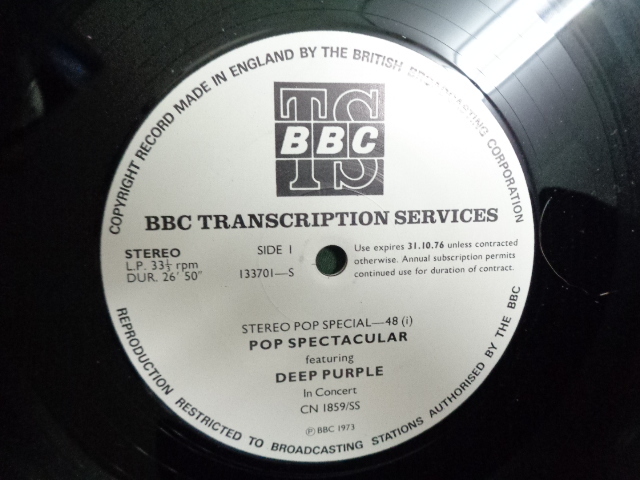 DEEP PURPLE/BBC TRANSCRIPTION SERVICES/IN CONCERT●LPの画像3