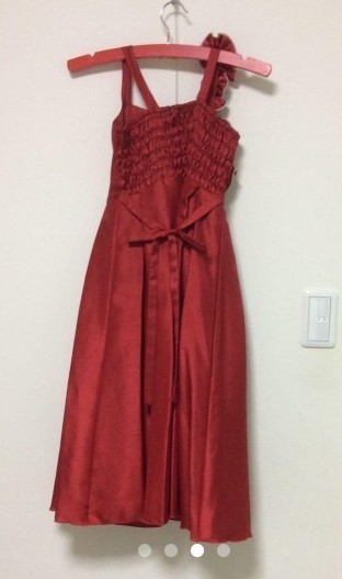セミオーダー  ロング ドレス 130cm140 cm  シックな 赤 レッド