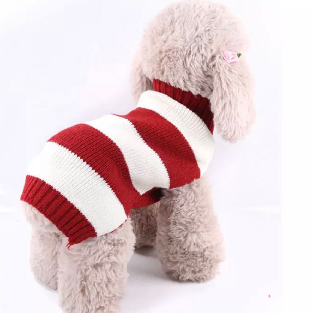 犬服犬の服　ペット　ボーダーネックセーター　幅細S小型犬中型犬