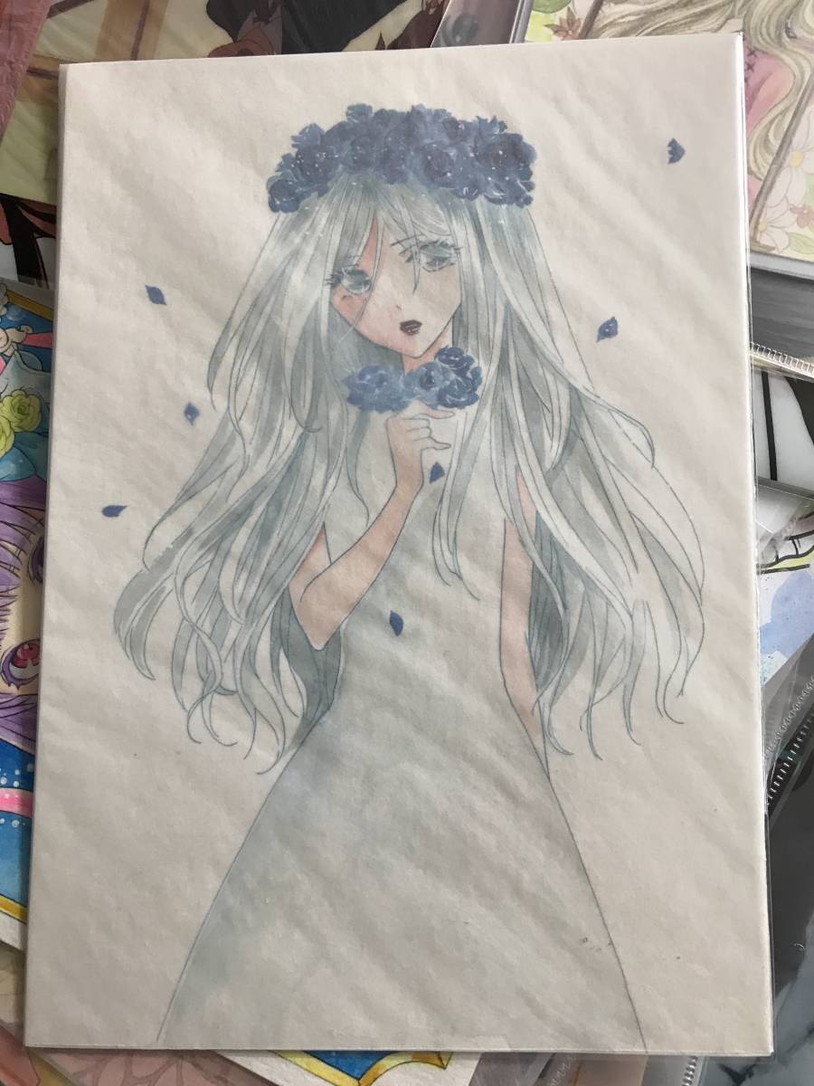  blue rose * handwriting . illustration 