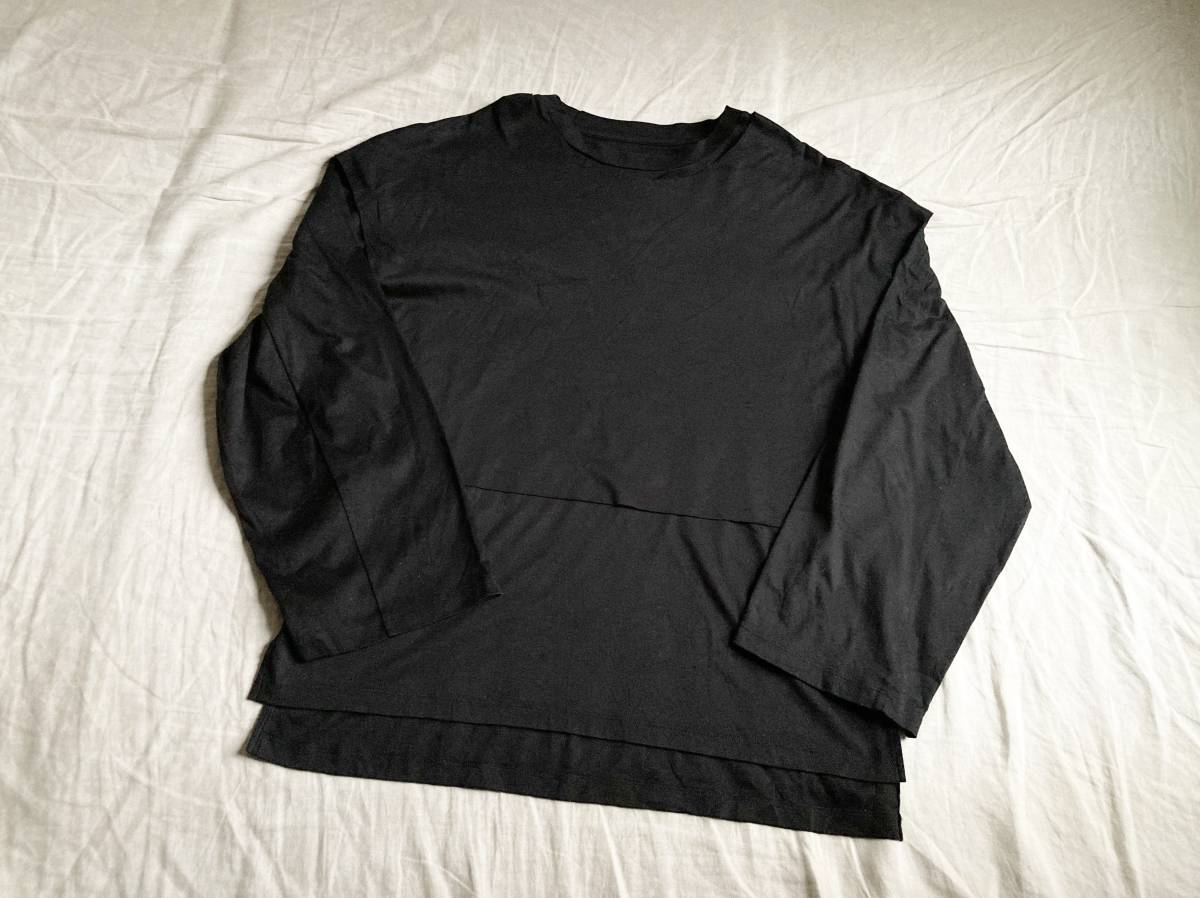my beautiful landlet マイビューティフルランドレット layerd L/S T-shirt レイヤード ロング カットソー Tシャツ 黒 1 ◇11_画像1