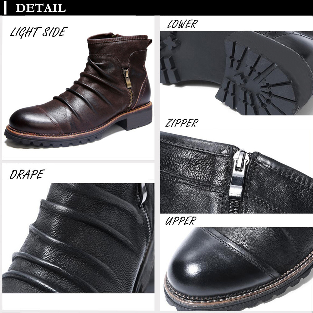 新品ブーツ メンズ ショートブーツ ミリタリーブーツ エンジニアブーツ ワークブーツ 紳士靴 作業靴 24.5-29cm 黒_画像7