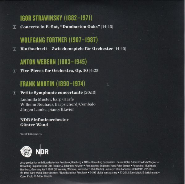 [CD/Sony]マルタン:小協奏交響曲他/G.ヴァント&北ドイツ放送交響楽団 1984.11他_画像2