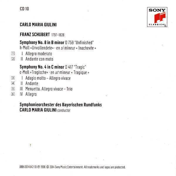 [CD/Sony]シューベルト:交響曲第4,8&番/C.M.ジュリーニ&バイエルン放送交響楽団 1993-1995_画像2