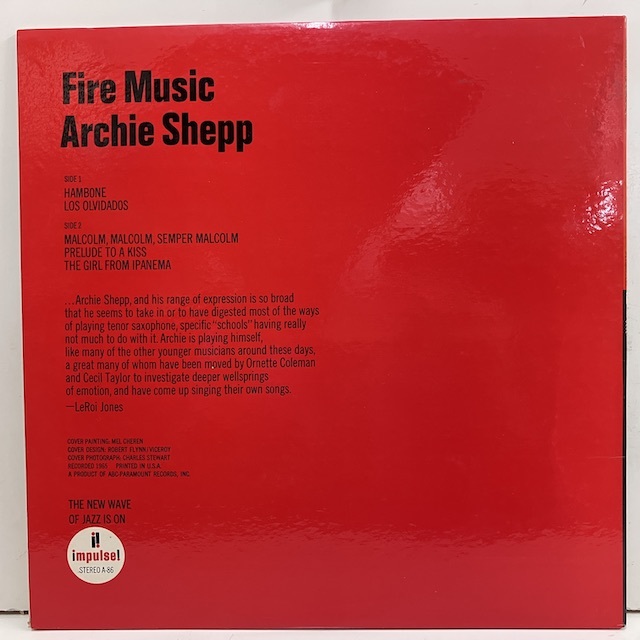 ■即決 FREE/SPIRITUAL Archie Shepp / Fire Music fj11470 米盤 アーチ・シェップ 赤黒「Lw Vangelder」刻印_画像4