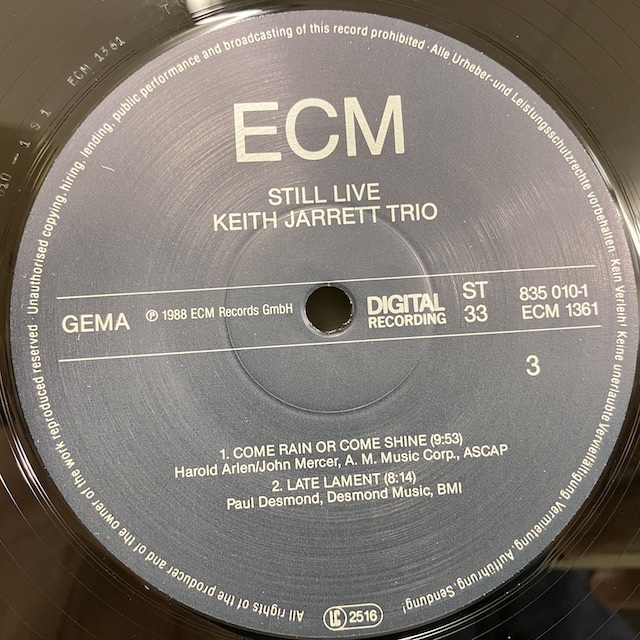 ■即決 FUSION Keith Jarrett / Still Live ecm0171 独オリジナル GER ECM キース・ジャレット_画像2
