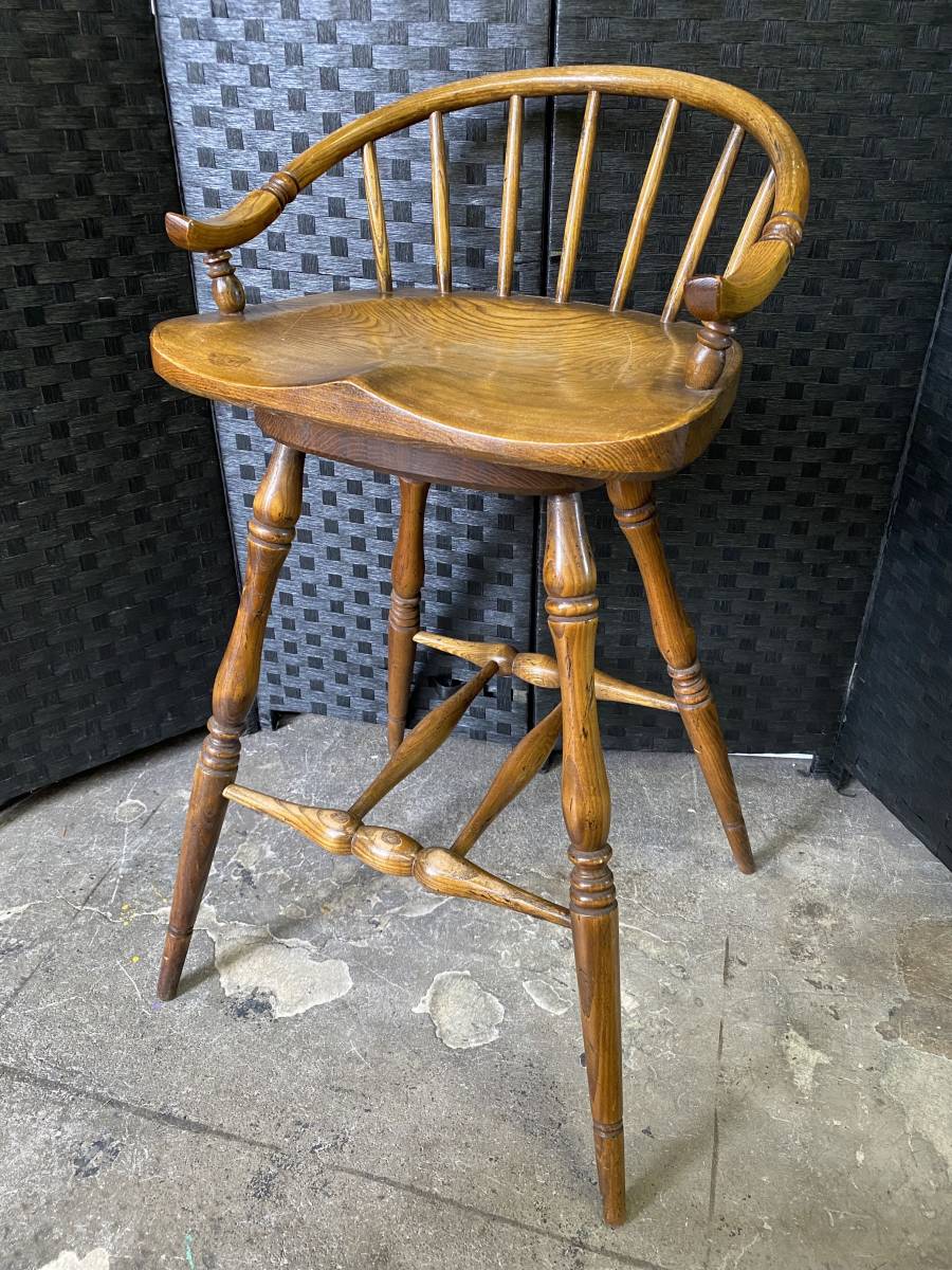 イギリス アンティーク 回転 カウンターチェア 英国 antique 椅子 什器★引取歓迎(管理ID:4130)