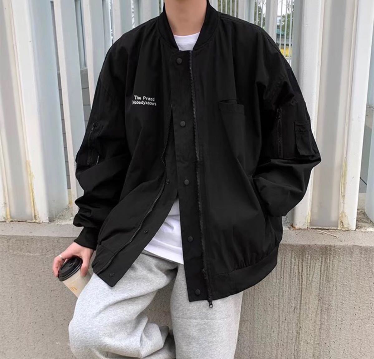 ワンポイント シンプル フライトジャケット MA1 男女M〜XL ワンポイント シンプル フライトジャケット MA1 男女M〜XL