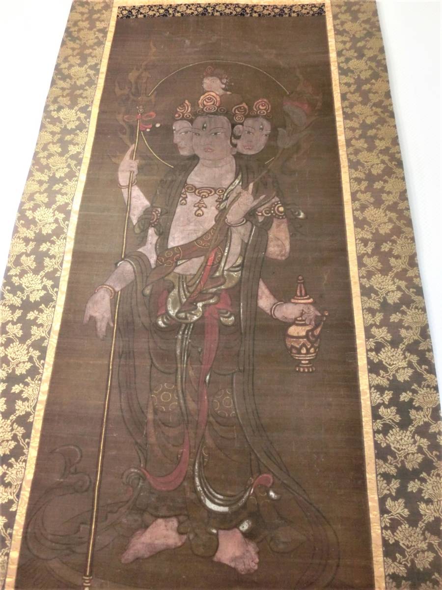 Yahoo!オークション - 仏画 古画 梵天像 肉筆 絹本 相当古いもの Yahoo!オークション - 仏画 古画 梵天像 肉筆 絹本 相当古いもの