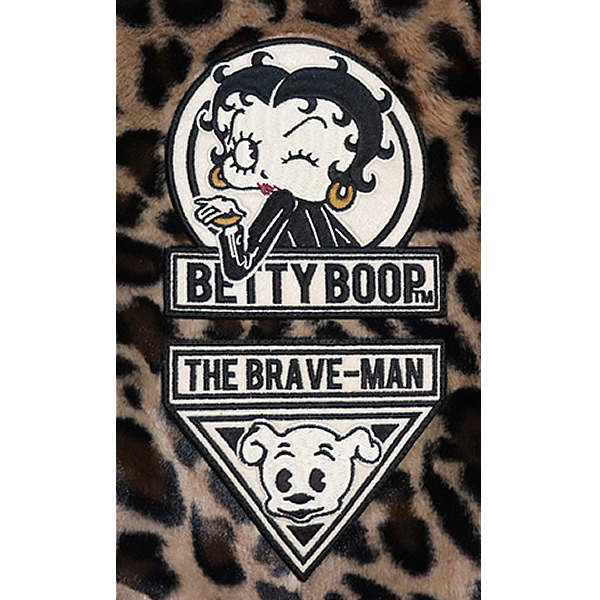【L】The BRAVE-MAN ザ・ブレイブマン×BETTY BOOP/ベティー・ブープ ◆ヒョウ柄フェイクファージャケット◆ BBB-2140_画像4