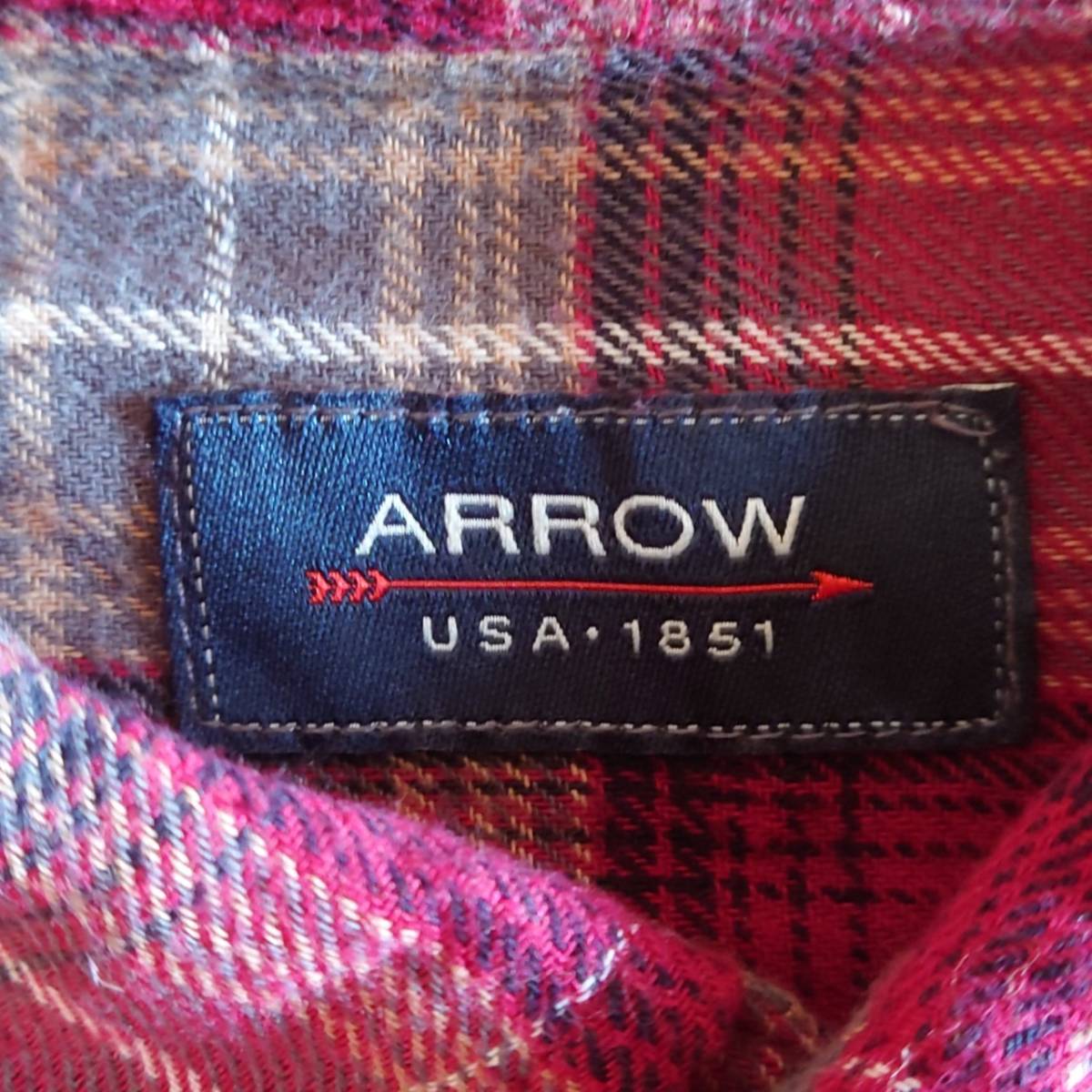 ARROW US仕入れ古着 men's長袖BDシャツ フランネルシャツ sizeXL コットン100％　　591-5K0703_画像3