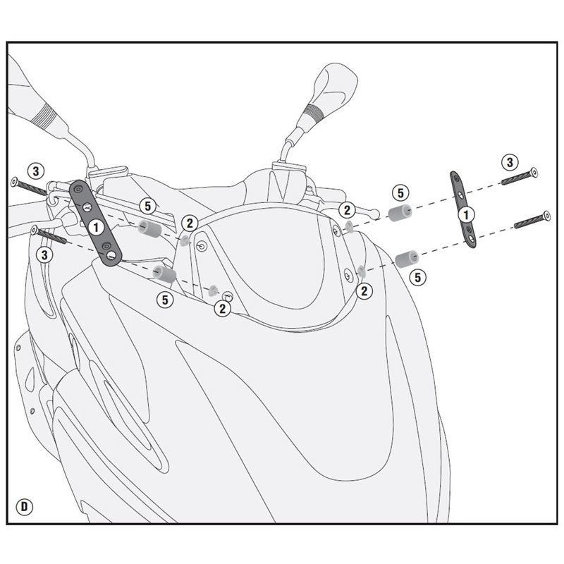 セット品】GIVI 2120DT(スクリーン)+D2120KIT(取付キット)-