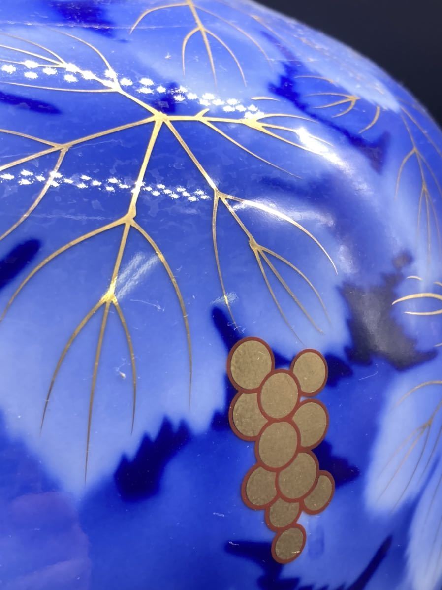 花紋陶磁器花瓶　深川製　美品　日本美術 サイズ：27.5-21.5-21.5cm 重さ：2164g_画像6