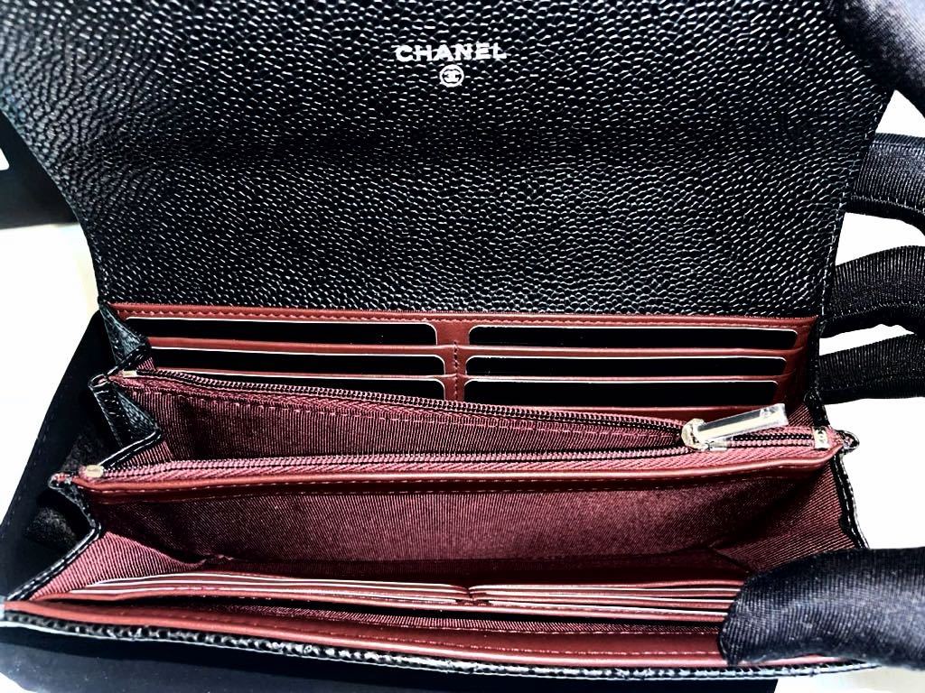 新品未使用 CHANEL シャネル 二り折り長財布 マトラッセキャビアスキン