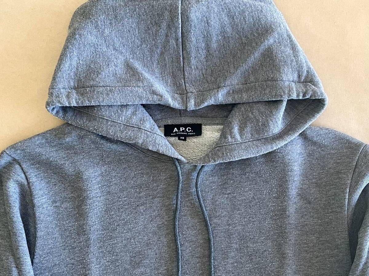 良品 A.P.C. スウェット フーディー パーカー ブルーグレー系 XS プルオーバーパーカー トレーナー シャツ APC アーペーセー @b052_画像3