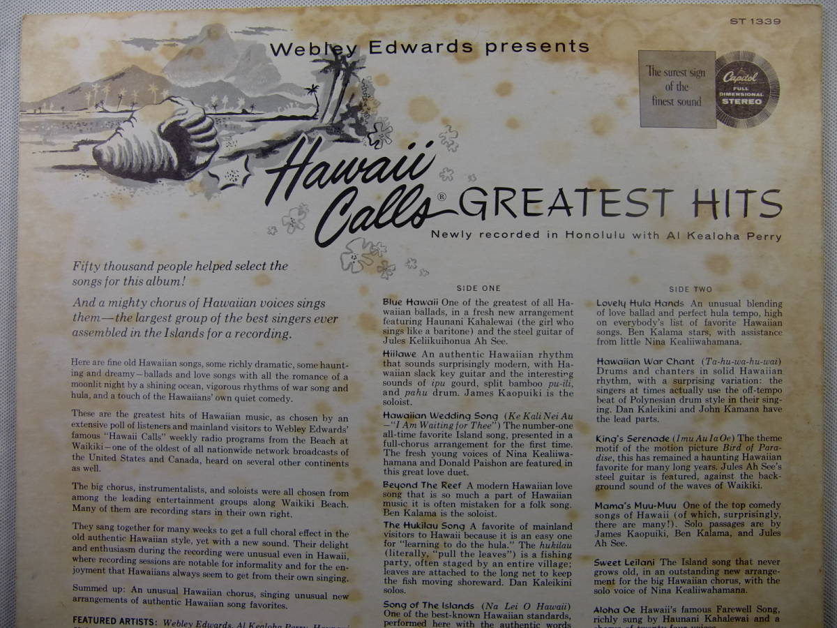 【 ハワイ HAWAII 】Webley Edwards ウェブリー・エドワーズ with Al Kealoha Perry アル・ケアロハ・ペリー / Hawaii Calls Greatest Hits_画像4