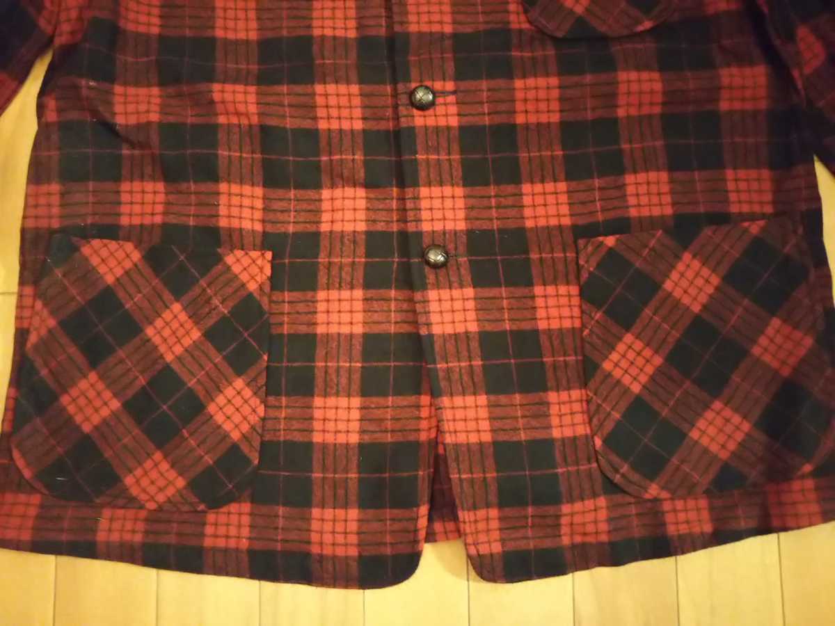 ペンドルトン PENDLETONビンテージ vintage ウール ジャケット レア バージンウール ヘビーチェック US ビンテージ made in USA 赤黒_画像6