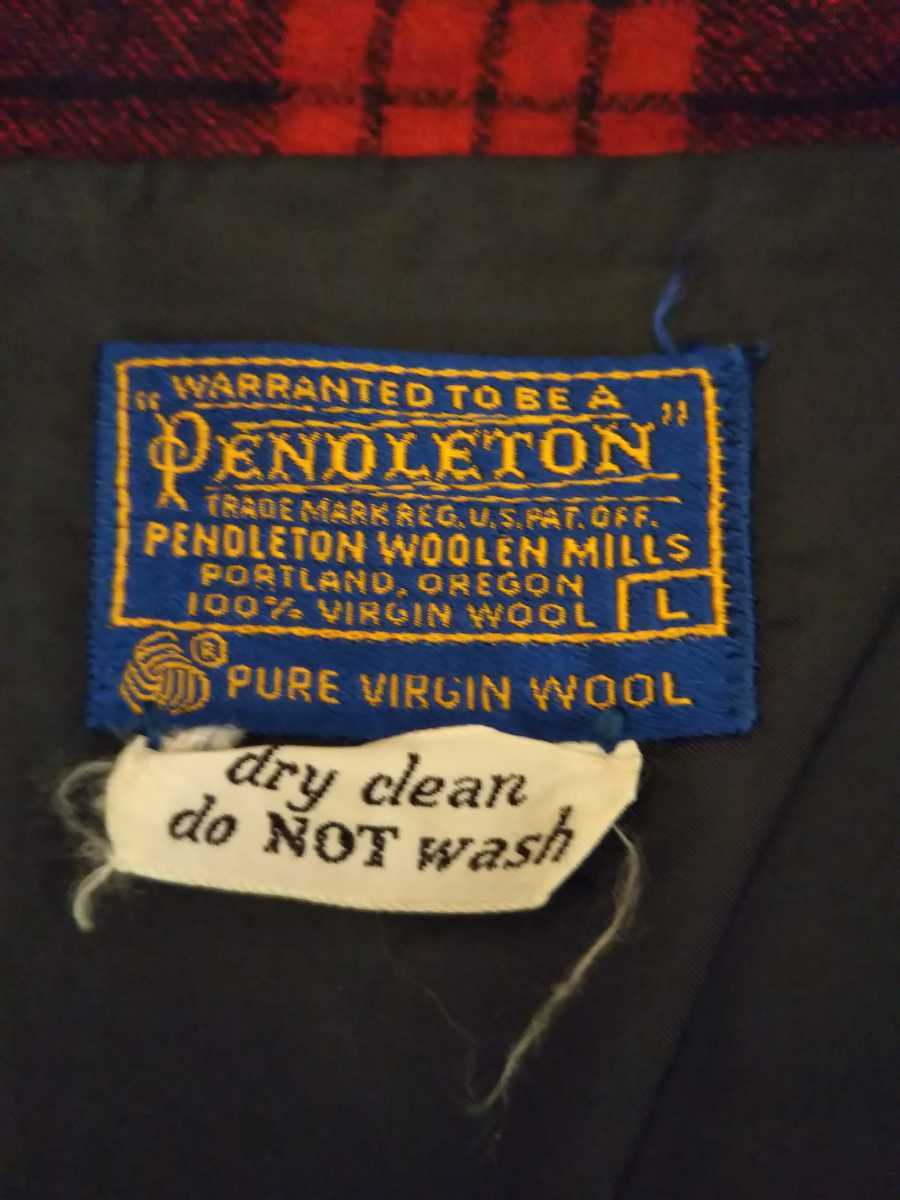 ペンドルトン PENDLETONビンテージ vintage ウール ジャケット レア バージンウール ヘビーチェック US ビンテージ made in USA 赤黒_画像2