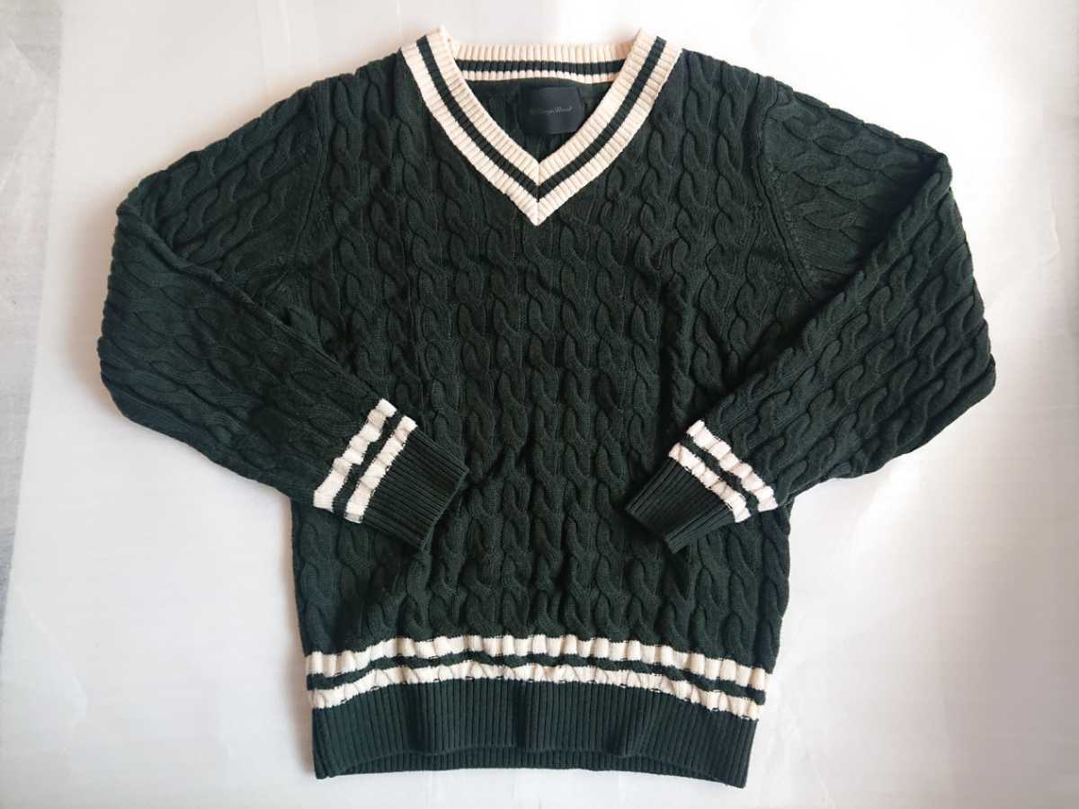  Lounge Lizard 2398 SPIRITO V neck cable knitted sweater size 2 green 