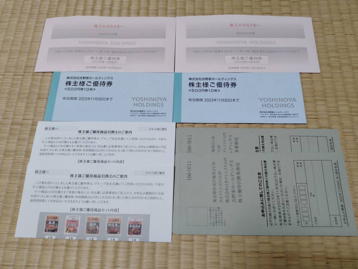 即決 吉野家HD・株主優待券20枚(10000円分) 有効期限2023年11月30日