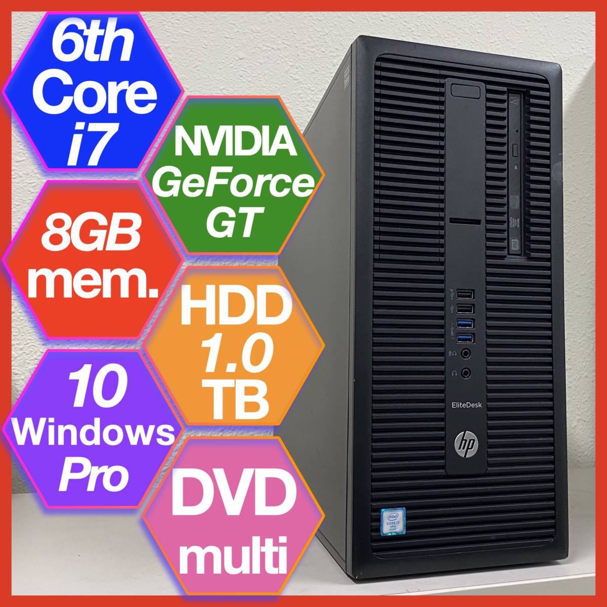 HP EliteDesk 800 G2 TWR / Core i7-6700 & 8GBメモリ & NVIDIA GeForce GT730 / Windows 10 Pro / 1TB HDD / DVD / Tower PC_画像1