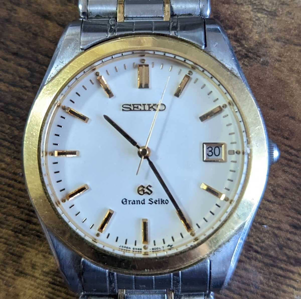 SEIKO グランドセイコー 8N65-8000 デイト コンビ クオーツ 腕時計 SS/K18KT シルバー×ゴールド メンズ 純正コンビベルト  アクセサリー、時計 ブランド腕時計 セイコー 