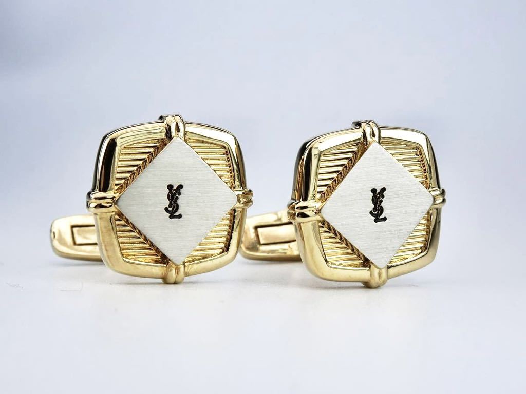 イブサンローラン ＹＳＬ シルバー ゴールド カフス カフリンクス cufflinks イヴサンローラン Yves Saint Laurentの画像1