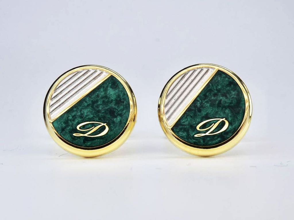 デュポン　グリーン　シルバー　ゴールド　S.T. Dupont カフス　カフリンクス　cufflinks_画像1