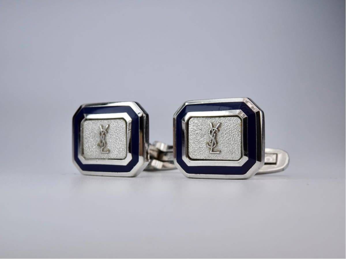  Eve sun rolan silver navy line cuffs cuff links cufflinks Yves Saint-Laurent Yves Saint Laurent