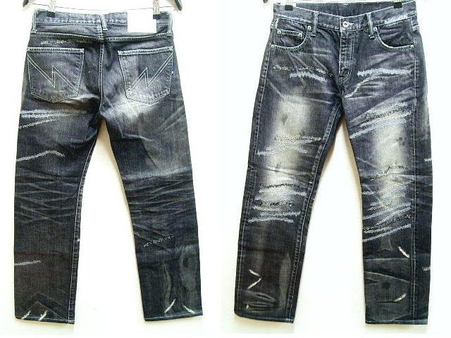 * быстрое решение [S]NEIGHBORHOOD 2006 год WOLVERINEuruva Lynn NARROW STRAIGHT 06EX SAVAGE LEVEL-4 narrow Savage Denim чёрный брюки #5371