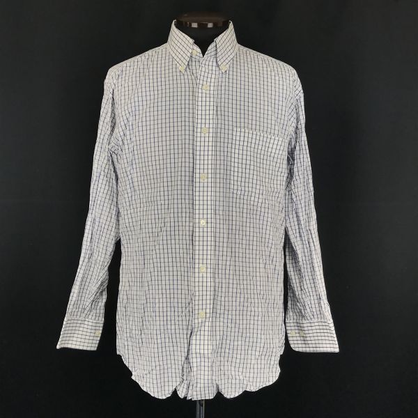 Made in Japan★CHAPS RALPH LAUREN★長袖シャツ【Mens size -M/38-82/White×Blue/チェック柄】Tops/Shirts◆BG982_画像1