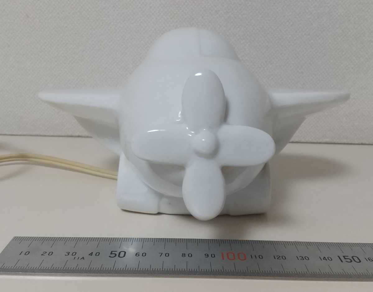 飛行機 陶器製 ルーム ライト 全長約21㎝ 本体約436g white bone / プロペラ機 エア プレーン 置物 フィギュア レトロ ＊点灯確認済みの画像4