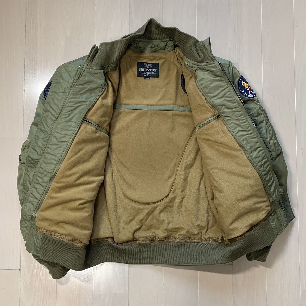 SALE HOUSTON ヒューストン MA-1 DRAGON M/C ジャケット HTVA-2041W KHAKI Mサイズ 定価31900円 プロテクターフル装備 防寒 防水 A41118-2の画像6