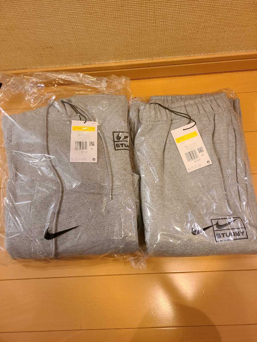 新品Sサイズ☆Stussy Nike NRG Washed Grey ステューシー ナイキ プルオーバー フーディ フリース パンツ グレー スウェット セットアップ