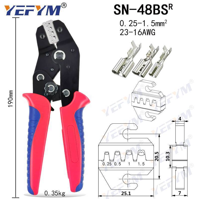 圧着プライヤーセットSN-48BS(= SN-48B + SN-28B) 顎キット2.8 4.8 6.3 VH3.96/チューブ/絶縁端子電気クランプ最小ツール_画像8