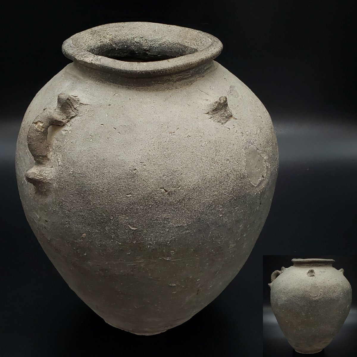 宝蔵】古備前 四耳 壺 高さ31cm 4.6㎏ 古陶器 焼締 備前焼 | www