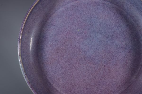 宋代 鈞窯 陶磁器 薔薇紫釉直口盤【仁】染付 置物擺件 古賞物 古美術
