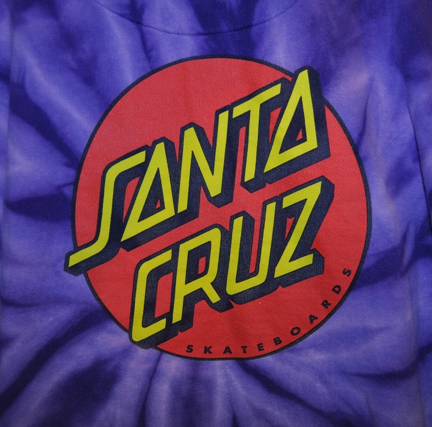 ユーズド 00年代 SANTA CRUZ SKATEBOARDS サンタクルーズ スケートボード タイダイ フード スウェットシャツ_画像5