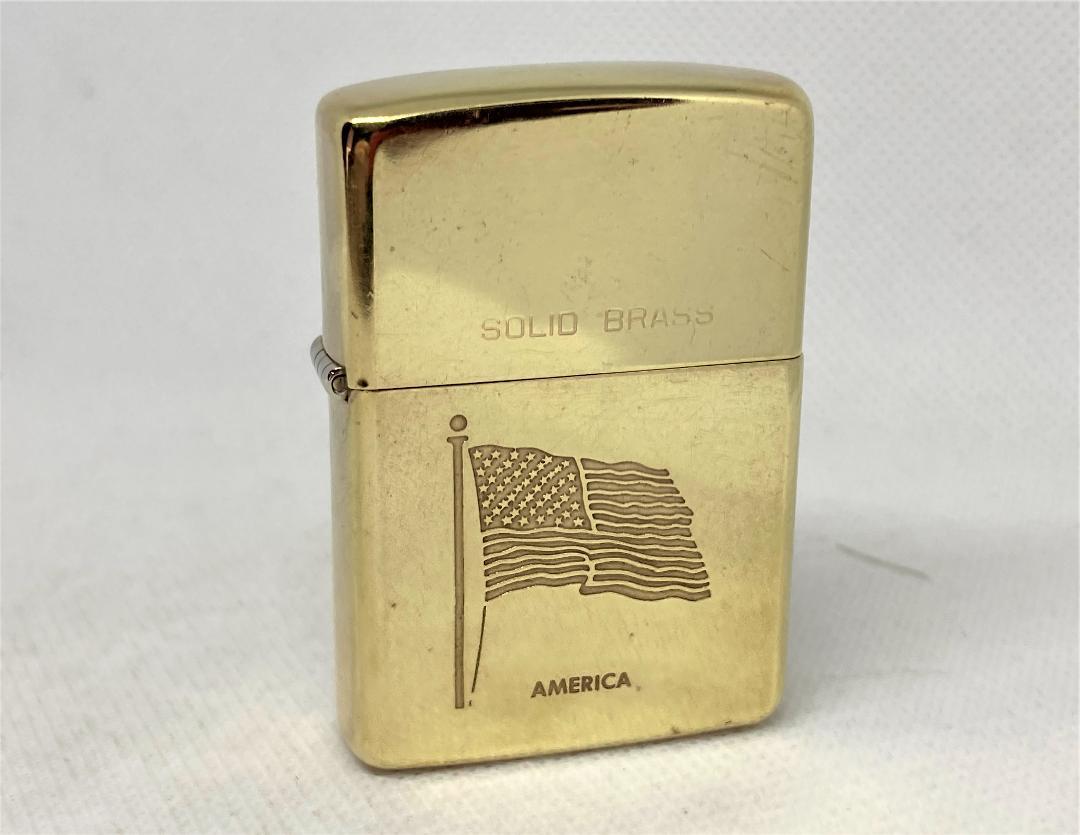 美品 ZIPPO ジッポー 1932-1987 ソリッドブラス 星条旗 アメリカ ライター