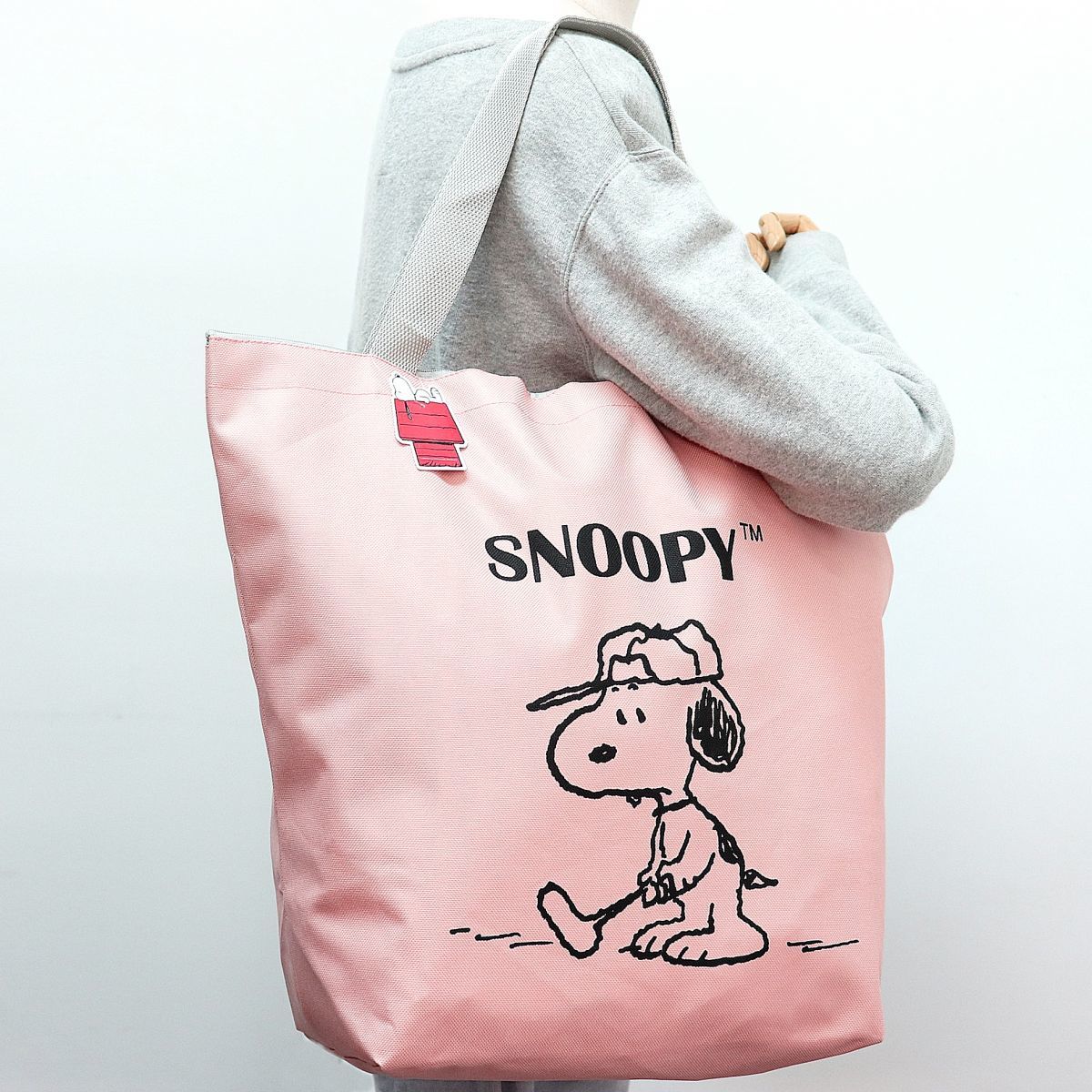 ★スヌーピー ピーナッツ SNOOPY PEANUTS 新品 ファスナー付き ビッグ BIG トートバッグ BAG かばん 鞄 [D2830-PNK] 一 六★QWER★