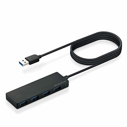 エレコム USBハブ U3H-FC04BBK 【超小型・軽量設計】 USB3.0 Aポート×4 ケーブル1.5m ブラック MacBook/Surf_画像1