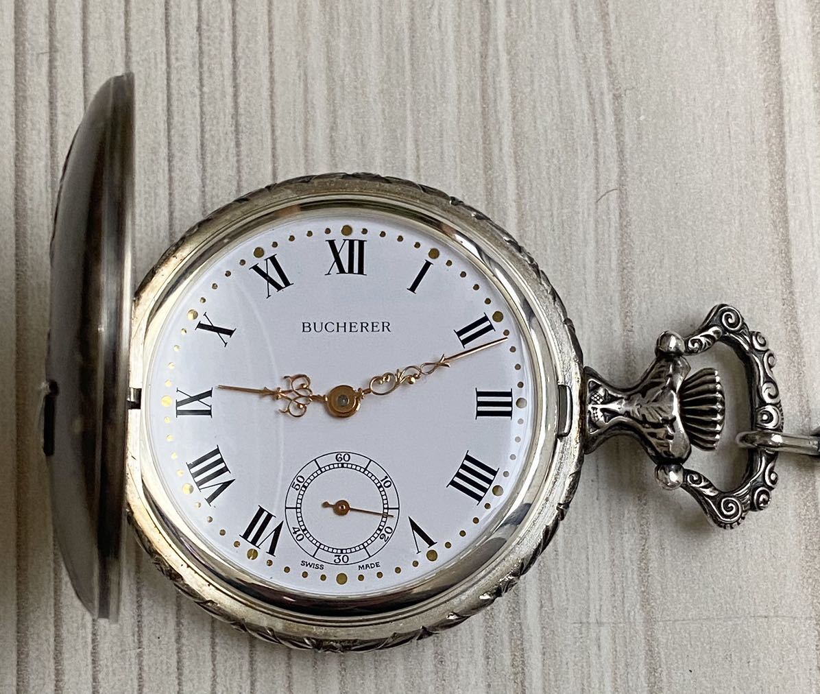 懐中時計 BUCHERER ハンター時計 ブッフェラー 手巻き 17石 スイス