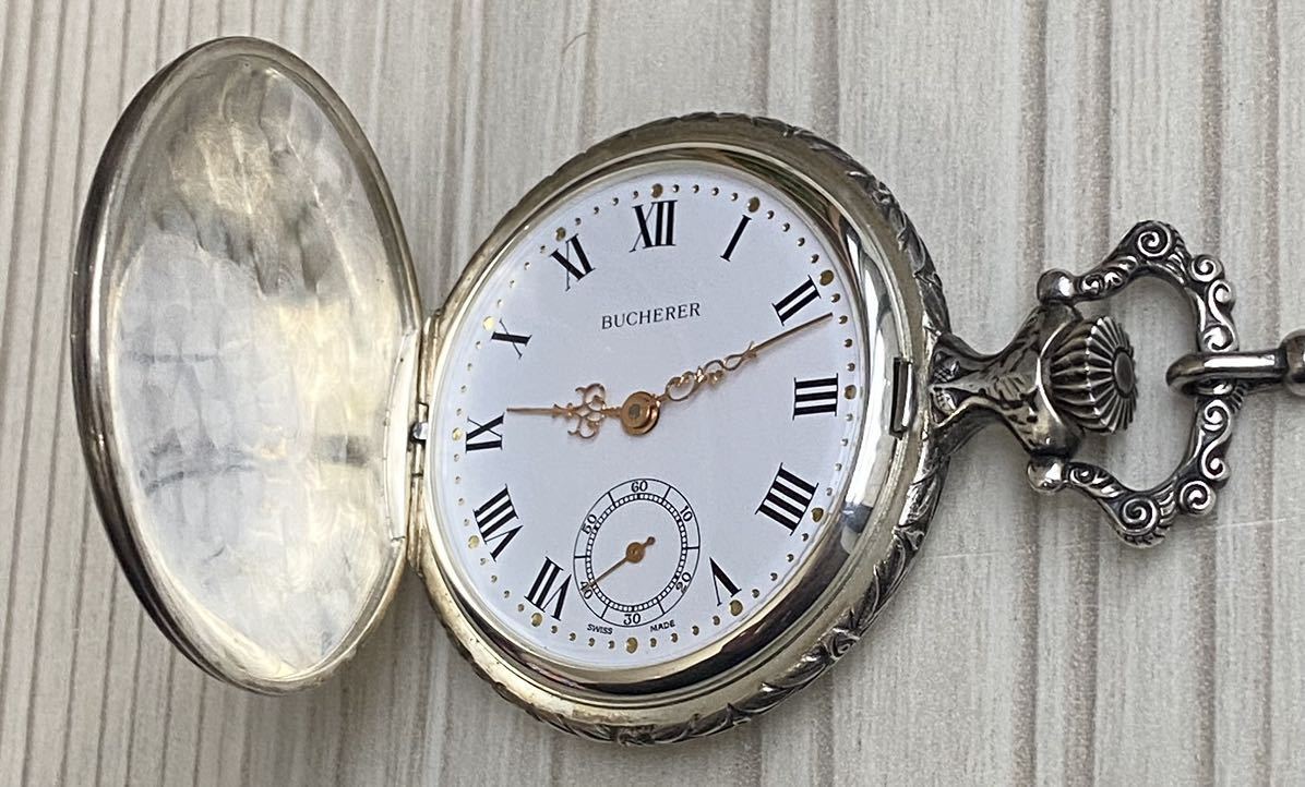 懐中時計 BUCHERER ハンター時計 ブッフェラー 手巻き 17石 スイス