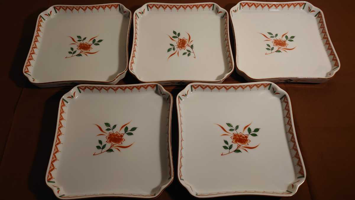 ヤフオク! - 九谷焼 九谷 角皿 赤絵 瓔珞文 アンティーク九谷焼 華の...