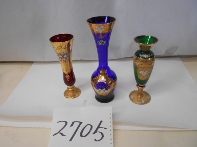 大雅堂2705　イタリア製　ベネチアンガラス　金彩　花瓶とグラス　大サイズ30.5㎝　インテリア　越前蔵うぶ出し