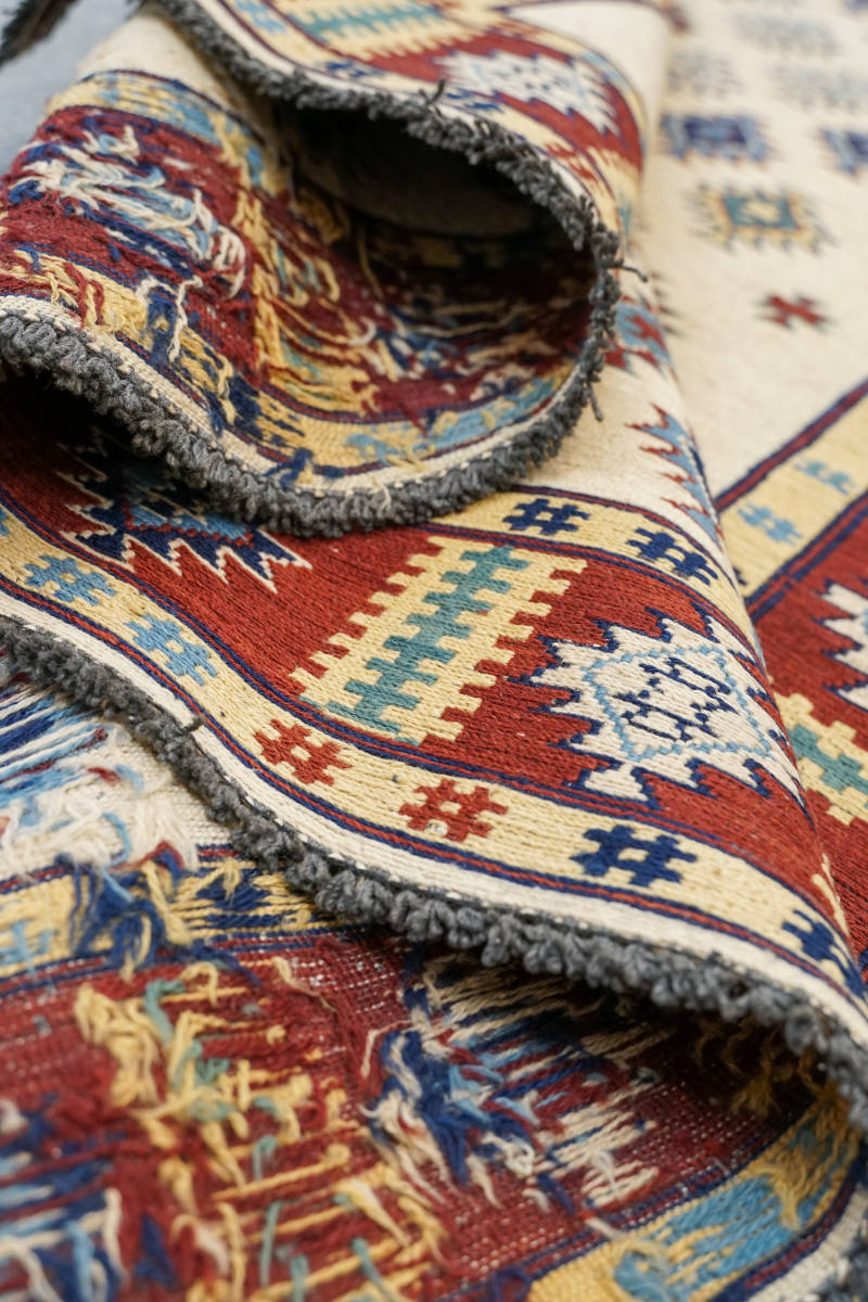 高品質ペルシャ 手織りキリム size:216×148cm トライバルラグ