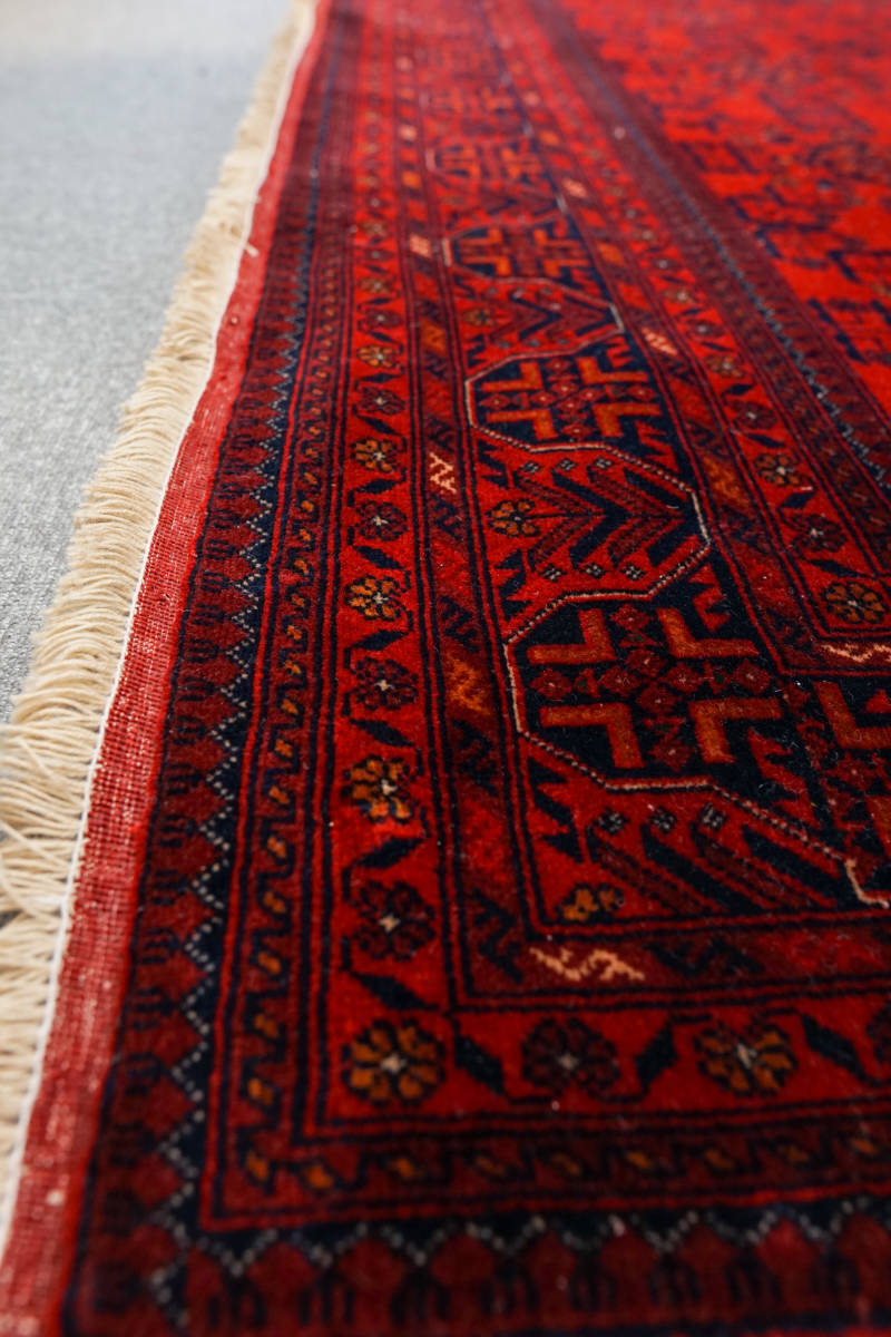 アフガントライバルラグKhal Mohammadi手織り絨毯 294×74cm カーペット