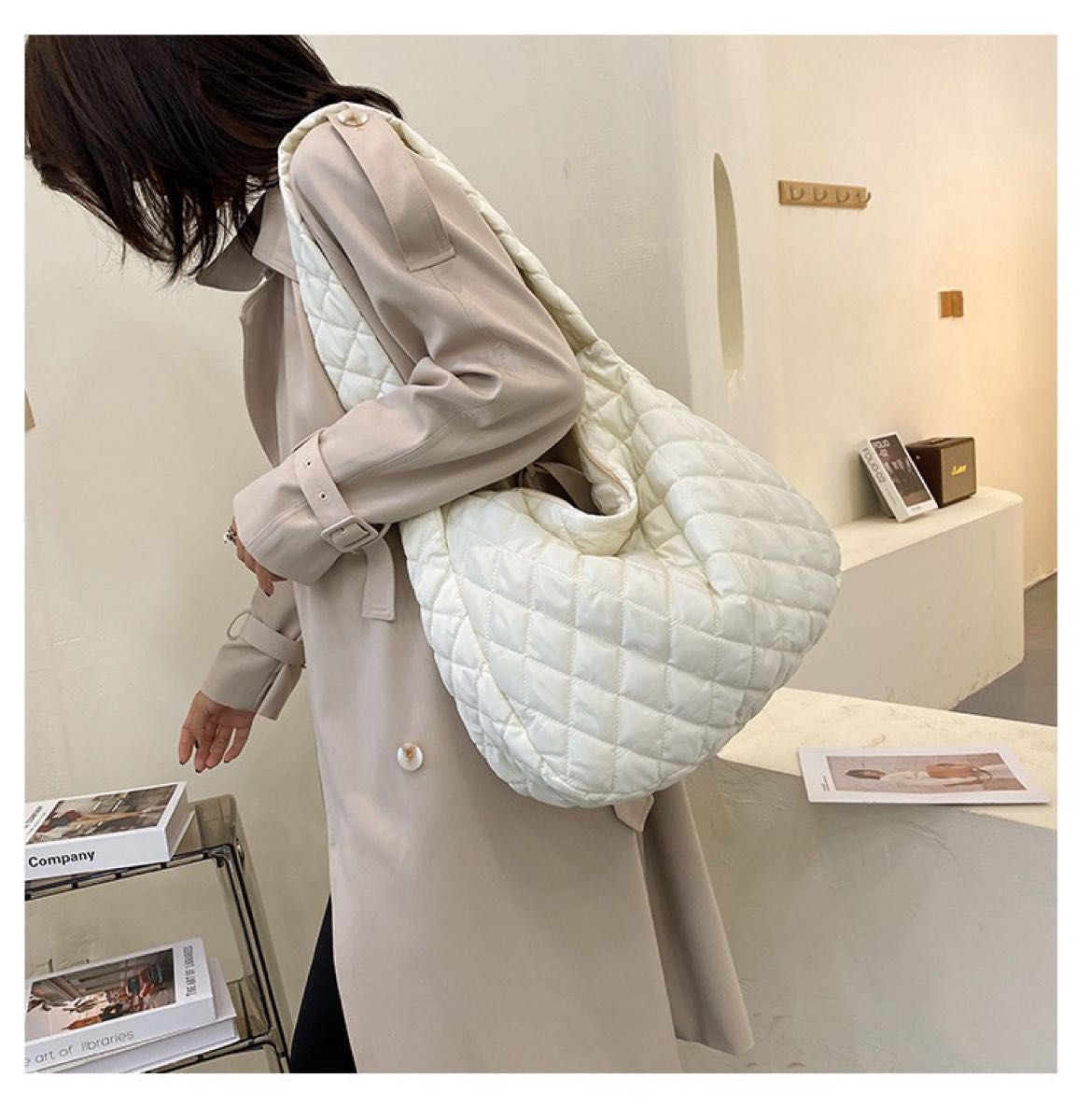 大人気商品 キルティング ショルダーバッグ 大容量 ホワイト ブラック 韓国 - 通販 - www.stekautomotive.com