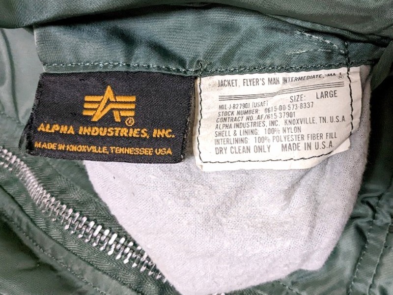 中古 希少 ALPHA アルファ MA-1 刺繍 USA サイズL バック 刺繍 中古 希少 ALPHA アルファ MA-1 刺繍 USA サイズL バック 刺繍