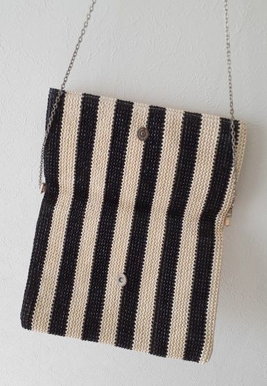  black × ivory border 2way shoulder bag clutch bag 